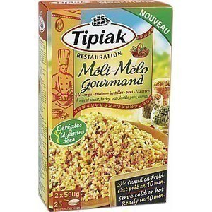 Méli-mélo gourmand blé/orge/avoine/ lentilles/pois/carottes – la boîte de 1 kg