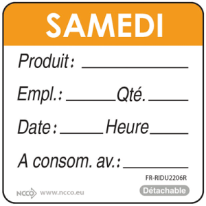 MATFER – Rouleau étiquette samedi orange – 257006