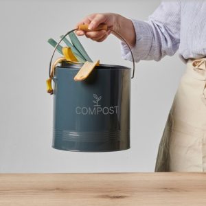 Seau à compost rond gris foncé – 8L