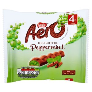 AERO BUBBLY PEPPERMINT CHOCOLATE BARS 4 PACK