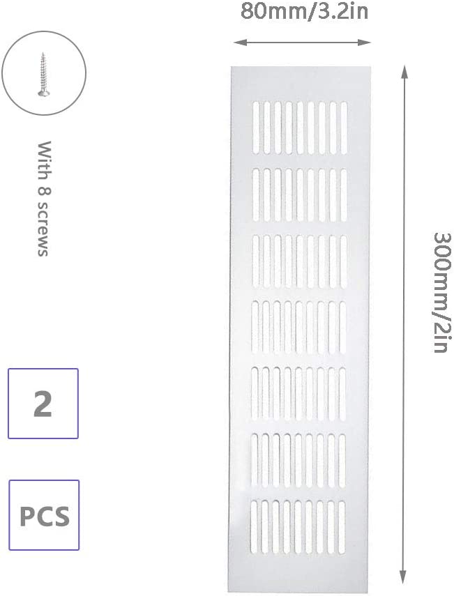2 x grille de ventilation, acier inoxydable, 80 mm x 300 mm – Image 2