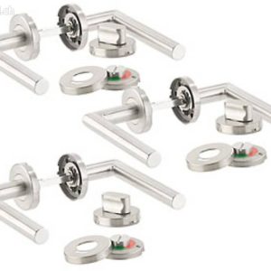 Jeu de 3 ferrures de porte en inox, 6 poignées de porte