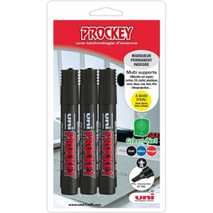 Marqueur permanent noir pointe biseauté Prockey x 3