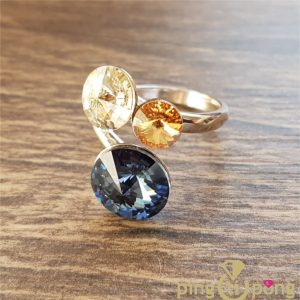 Bague « bonbon » Spark en argent ornée de trois cristaux de Swarovski