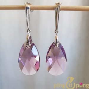 Boucles d&rsquo;oreilles « larmes » en cristal rosé et argent 925 de SPARK