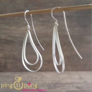 Boucles en argent brossé 2 lanières de Kelim