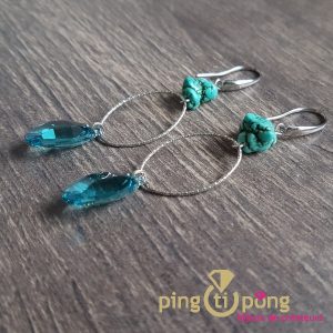 Boucles d&rsquo;oreilles « Nature » en argent 925 et Turquoise de SPARK