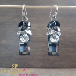 Boucles pendantes effet strass en argent et cristaux de Swarovski® de SPARK