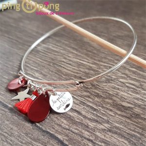 Bracelet jonc Rouge plaqué argent et pampilles La Petite Sardine
