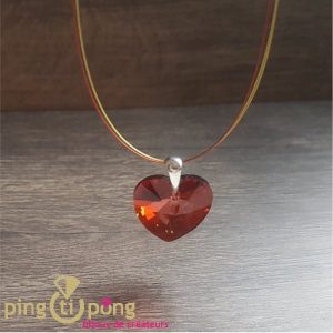 Grand pendentif coeur en cristal cuivre et argent 925 rhodié de SPARK Silver jewelry