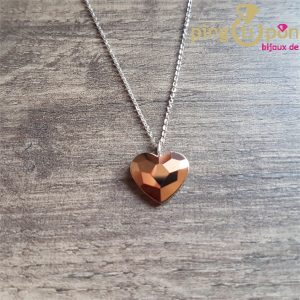 Collier Spark coeur en cristal de swarovski or rose et argent massif