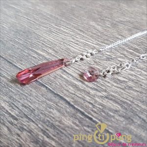 Collier an argent avec pendentif stalactite en cristal de Swarovski rose de Spark