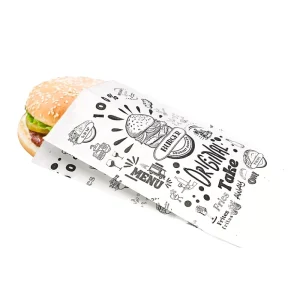 Sachet burger papier ingraissable 14 + 6.5 x 25 cm par 1000