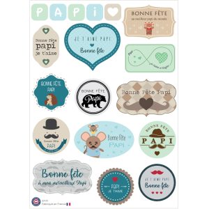 18 gommettes Bonne Fête Papi
