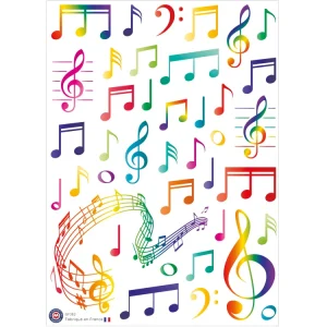 39 gommettes notes de musique multicolores