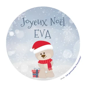 Lot de stickers personnalisés Joyeux Noël ourson