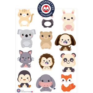 12 gommettes Kawaii Animaux