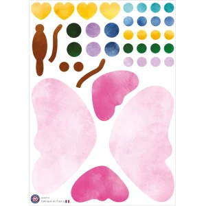 Papillon rose aquarellée à assembler