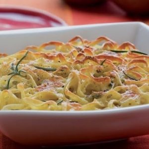 Gratin de tagliatelles fraîches au vieux fromage d’Orsières