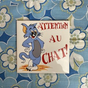 Plaque murale Tom & Jerry « attention au chat »
