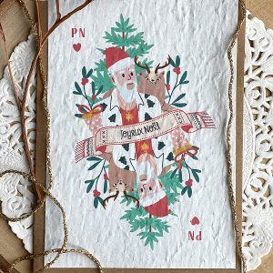 Carte à planter : Le père Noël et son chat