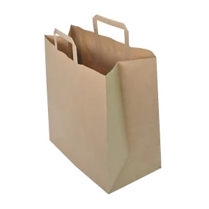 250 sacs kraft poignées plates 32 x 22 x 24 cm