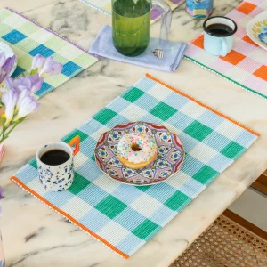 Set de table Bleu ciel Vert Orange
