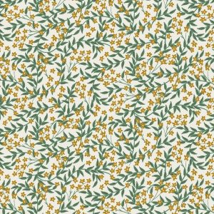 Tissu Rifle Paper Co Bramble Fleurs Or Vert Métallisé