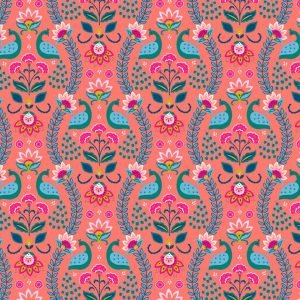 Tissu Indian Summer Paon Oranger