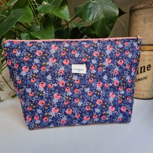 Trousse Molletonnée Les Fleurs Mini Indigo Corail Tissu Rifle Paper Co