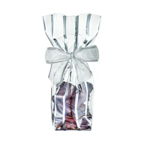 Sachet bonbon &lsquo;Rayures&rsquo; argent fond carton 95 x 160 mm par 100