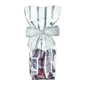 Sachet bonbon &lsquo;Rayures&rsquo; argent fond carton 120 x 225 mm par 100