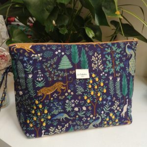 Trousse Molletonnée Paons Bleu nuit Tissu Rifle Paper Co