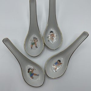 Lot de 4 cuillères à soupe chinoises pongistes