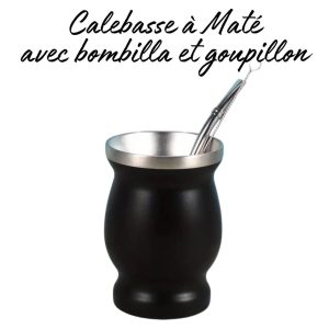 Calebasse à Maté avec bombilla et goupillon 250ml – Noir