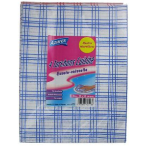 Torchon essuie-vaisselle microfibres x 4 Azurex