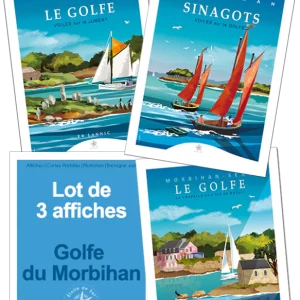 Voiles sur le Golfe du Morbihan (lot de 3 affiches)