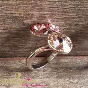 Bague SPARK « bonbons » en argent massif ornée de trois cristaux de luxe