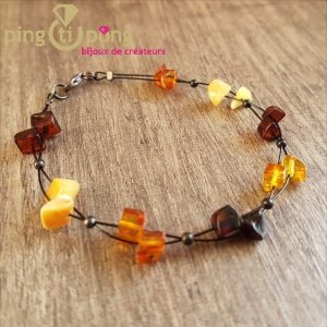Bracelet Balticambre perles hawaii en Ambre 4 couleurs et argent