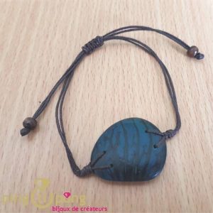 Bracelet en noix de tagua – ivoire végétal – bleu turquoise