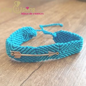 Bracelet brésilien flèche argent homme et femme bleu turquoise – L&rsquo;AVARE bijoux
