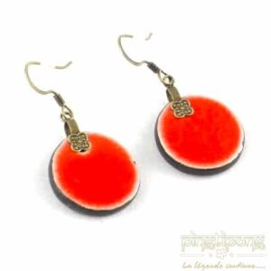 Boucles d&rsquo;oreilles « Christine Alloing », céramique émaillée orange de créateur