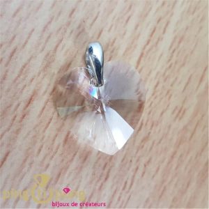 Pendentif en forme de coeur blanc cristal en argent et cristal de Swarovski SPARK