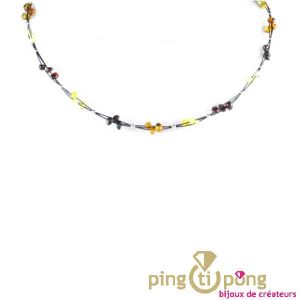 Collier d&rsquo;ambre Balticambre petites perles rondes de 4 couleurs d&rsquo;Ambre et argent