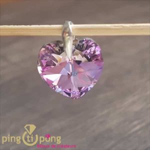 Pendentif en forme de coeur violet à reflets en argent et cristal de Swarovski® de SPARK