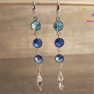 Boucles d&rsquo;oreilles « gouttes » en argent rhodié et cristaux de SPARK